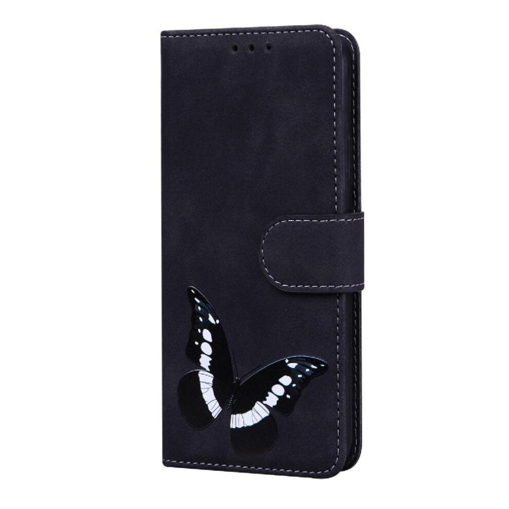 (Black) Case For Xiaomi Redmi Note 14 4G Butterfly Card Slots Wallet Color Printed Flip Folio Cover Black 764544196260
