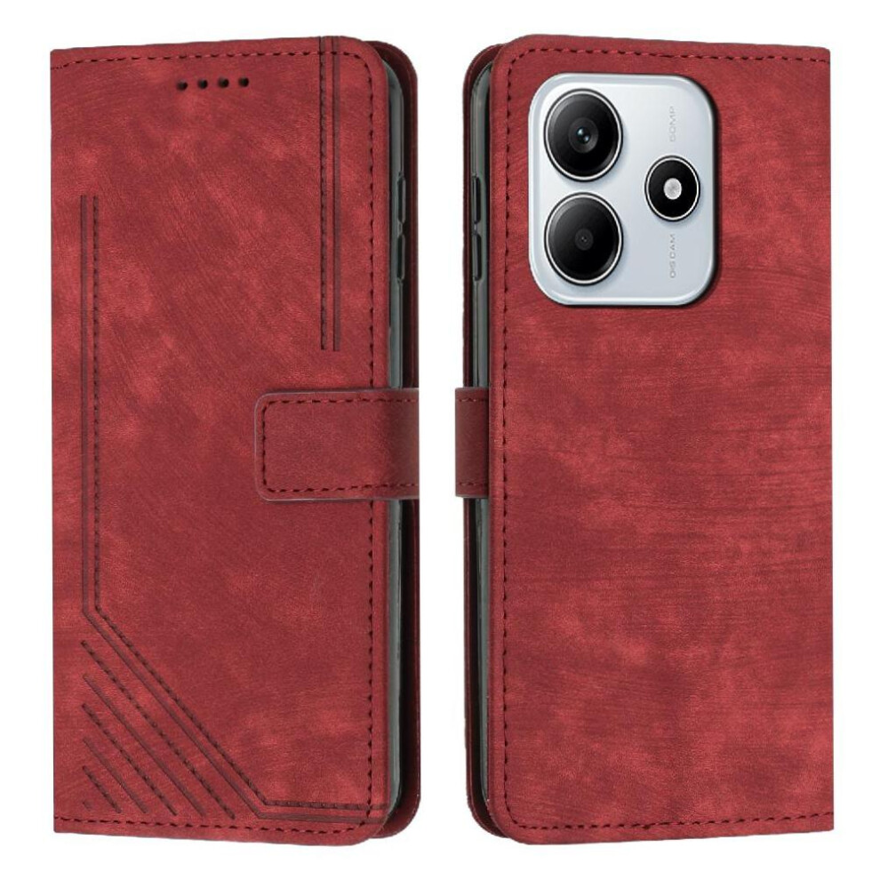 (Red) Flip Case For Xiaomi Mi Note 14 4G Card Insertion Wallet Pu Leather Kickstand Red 764544197113