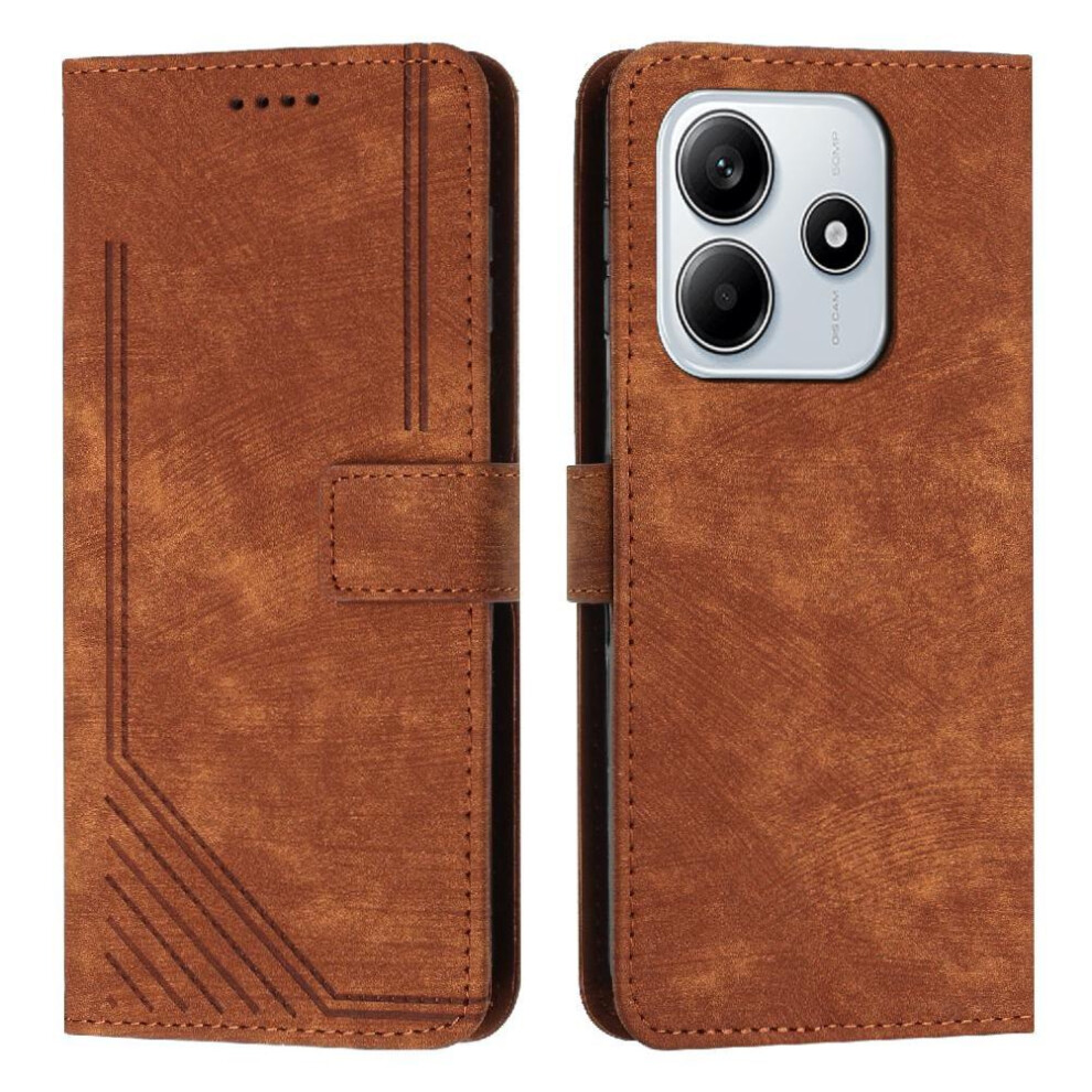 (Brown) Flip Case For Xiaomi Redmi Note 14 4G Card Insertion Wallet Pu Leather Kickstand Brown 764544197106