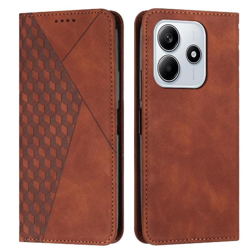 (Brown) Flip Case For Xiaomi Redmi Note 14 4G Kickstand Wallet Pu Leather Card Insertion Brown 764544197175