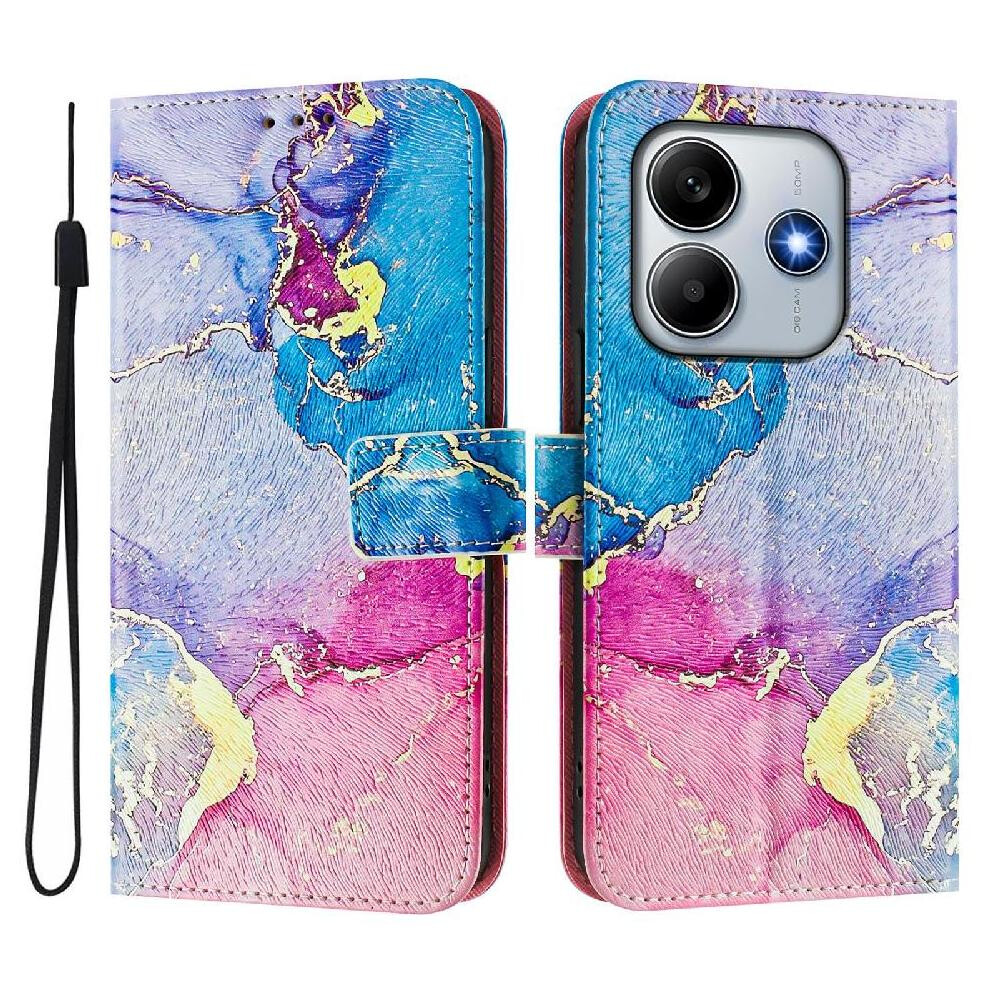 (C2) Case For Xxiaomi Redmi Note 14 4G Pattern Magnetic Closure Flip Leather Wallet Wrist Strap 764544197427