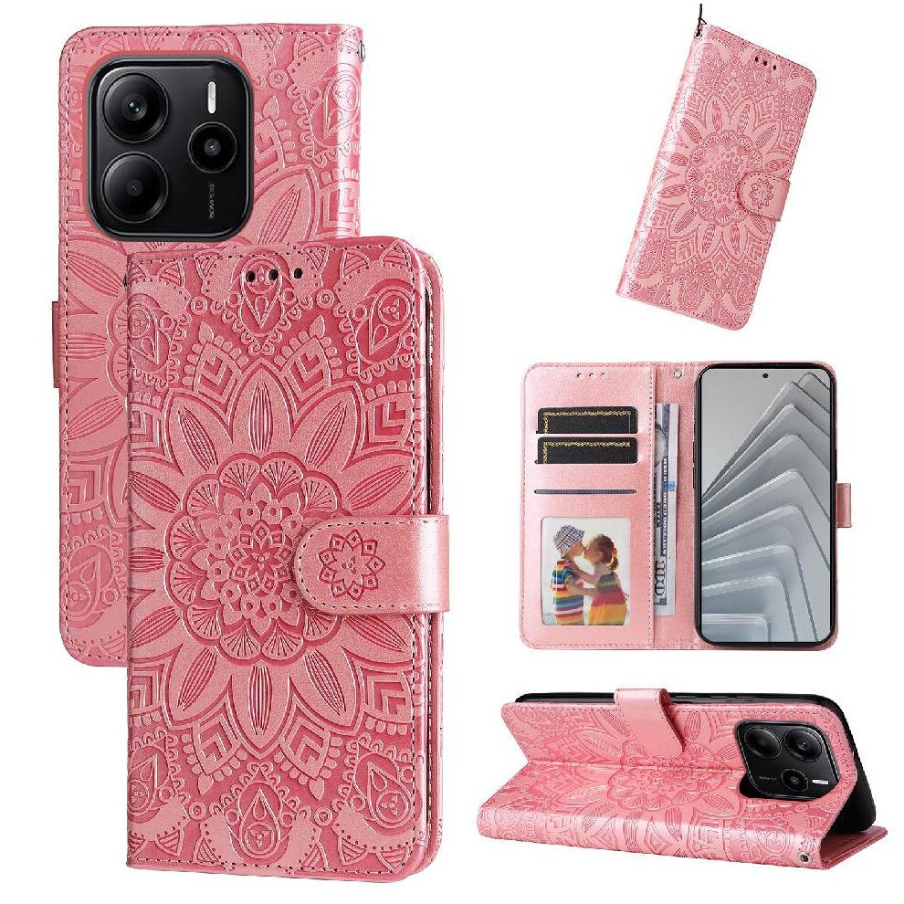 (Pink) Case For Xiaomi Redmi Note 14 4G Card Slots Flip Leather Protective Cover Pink 764544197519