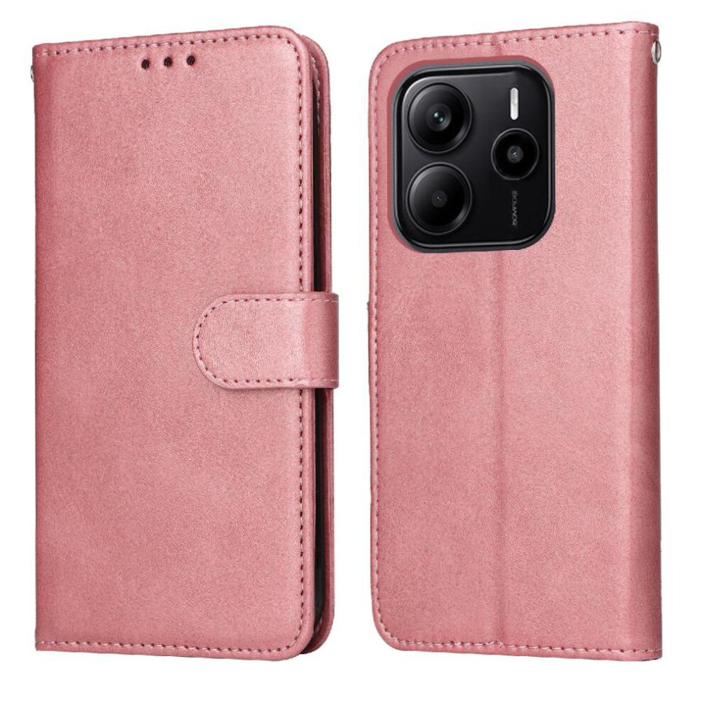 (Pink) Flip Case For Xiaomi Redmi Note 14 4G Card Slots Precise Cutouts Flip Cover Magnetic Closure Pink 764544197557
