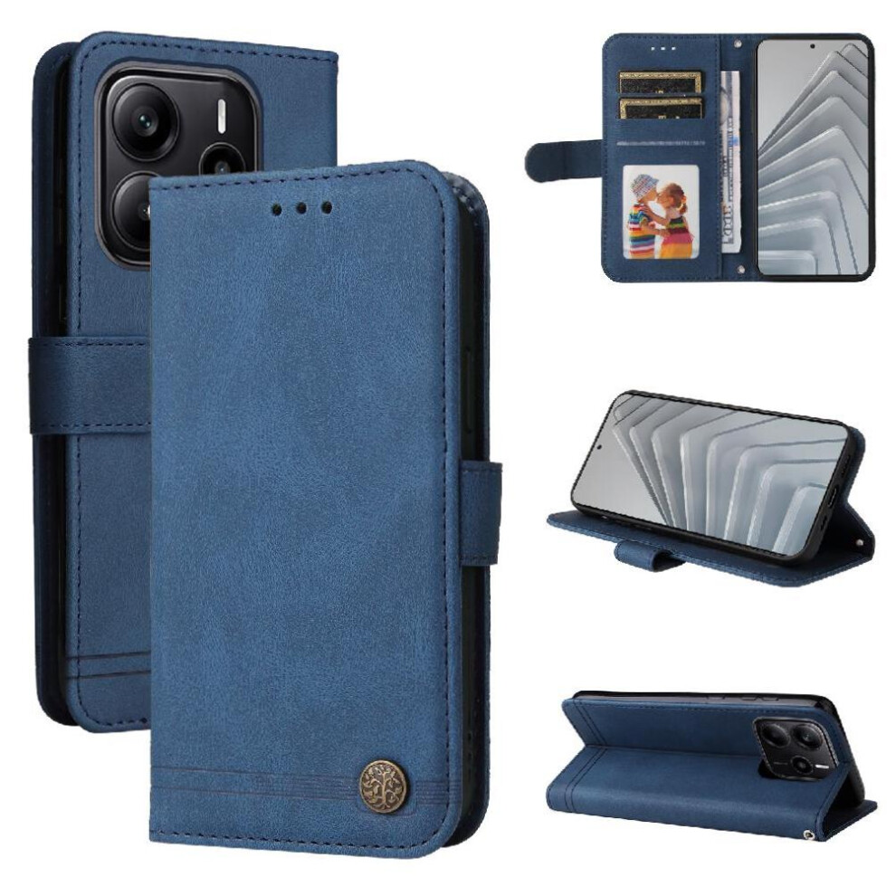 (Blue) Case For Xiaomi Redmi Note 14 4G Leather Card Slot Holders Protective Cover Blue 764544197618