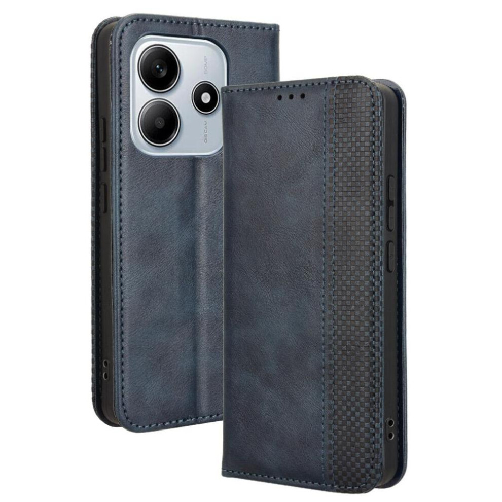 (Blue) Case For Xiaomi Redmi Note 14 4G Magnetic Closure Wallet Pu Leather Blue 764544198240