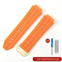(J01-Orange-Gold-Z2 26x19mm) Für Hublot Yubo Hochwertiges wasserdichtes Silikon-Uhrenarmband Classic Fusion Big