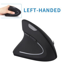 (2,4 GHz-Schwarz) Kabellose Linkshänder-Maus, ergonomisch, kabellos, vertikal, 800/1200/1600 DPI, 5