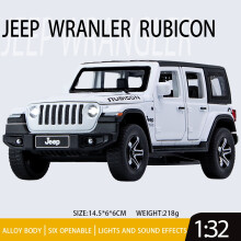 (32 Rubicon WHITE) 1:32 Jeeps Wrangler Rubicon Legierungsautomodell, Druckguss-Metall-Geländewagen,