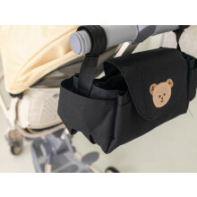 (Zwarte Beer) Kinderwagentas, Kinderwagenorganisator, Cartoonfleshouder, Kinderwagenaccessoires, Hangende