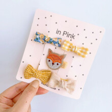 (Geel) 5 stks/partij kinderen Hoofddeksels Baby Haaraccessoires Clip Strikken Voor Meisjes Alle Doek