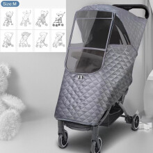 (Grijs-M windscherm) Universele waterdichte winterregenhoes voor kinderwagenregenjas, completer
