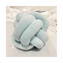 (Bleu ciel, 25x25 cm) coussin rond noué en peluche boule Design coussins lit oreiller en peluche décor