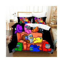 (Canapé, EU-Double-3pcs-200*200cm) Parure de lit Game Among Us, housse de couette, taie d'oreiller,