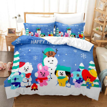 (Neige, 3 pièces 229x229 cm) BT21 parure de lit simple, double, Queen, King Size, pour chambre d'enfant