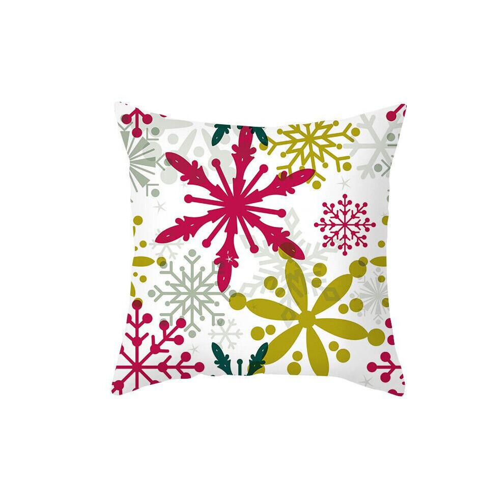 (Flocon de neige) 18 ''housse de coussin joyeux noël décoration de canapé de maison de noël vert rouge