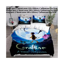 (Style H, simple) Coraline la porte secrète 3d housse de couette ensemble de literie taie d'oreiller