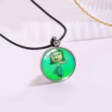 (StyleC) Collier pendentif unique en acier inoxydable avec breloque en verre organique pour les couples