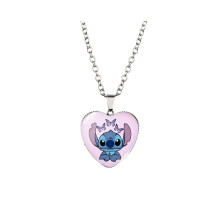 (StyleG, chaîne en acier inoxydable) Adorable collier en forme de cœur avec point de dessin animé pour
