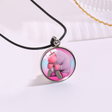 (StyleE) Collier pendentif unique en acier inoxydable avec breloque en verre organique pour les couples