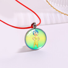 (StyleH) Collier pendentif unique en acier inoxydable avec breloque en verre organique pour les couples