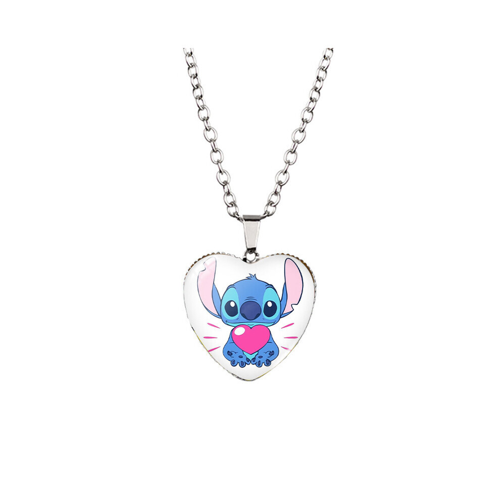 (StyleJ, chaîne en acier inoxydable) Adorable collier en forme de cœur avec point de dessin animé pour