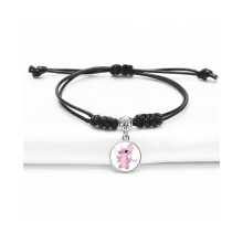 (StyleQ) Bracelet de dessin animé unique Stitch, longueur réglable, cordon noir, cadeau pour les voyageurs