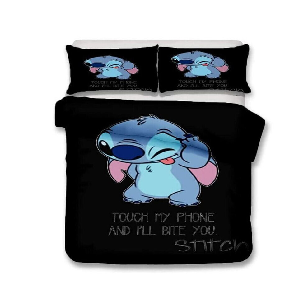 (Menace, EU-King (3 pièces) : 240 x 220 cm) Lilo & Stitch Parure de lit pour enfants avec housse de