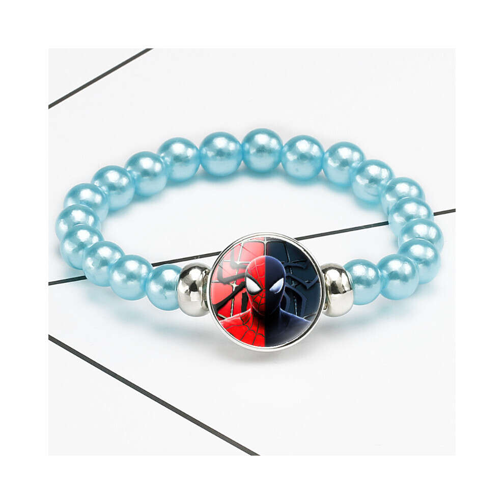 (StyleR) Bracelet de perles de pierres précieuses bleues de temps, style de dessin animé pour hommes
