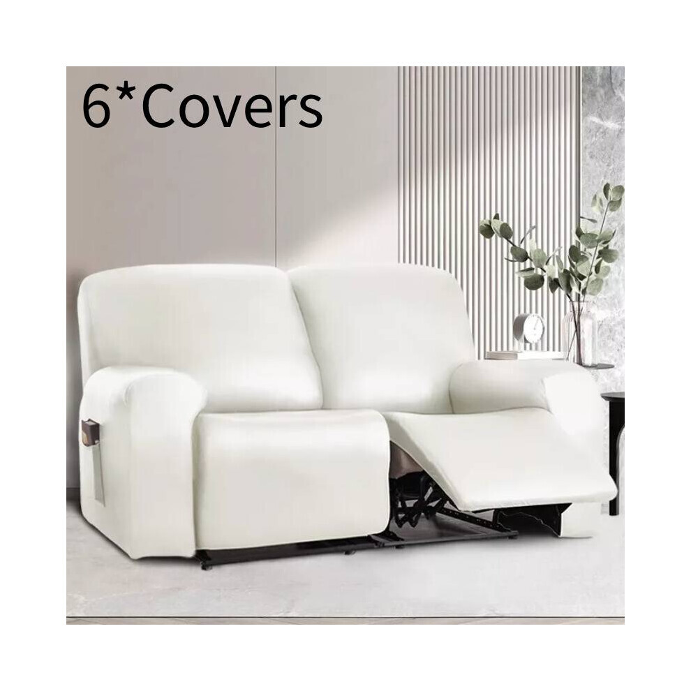(Blanc 2 places) housses de canapé inclinables extensibles en cuir Pu housse de fauteuil imperméable