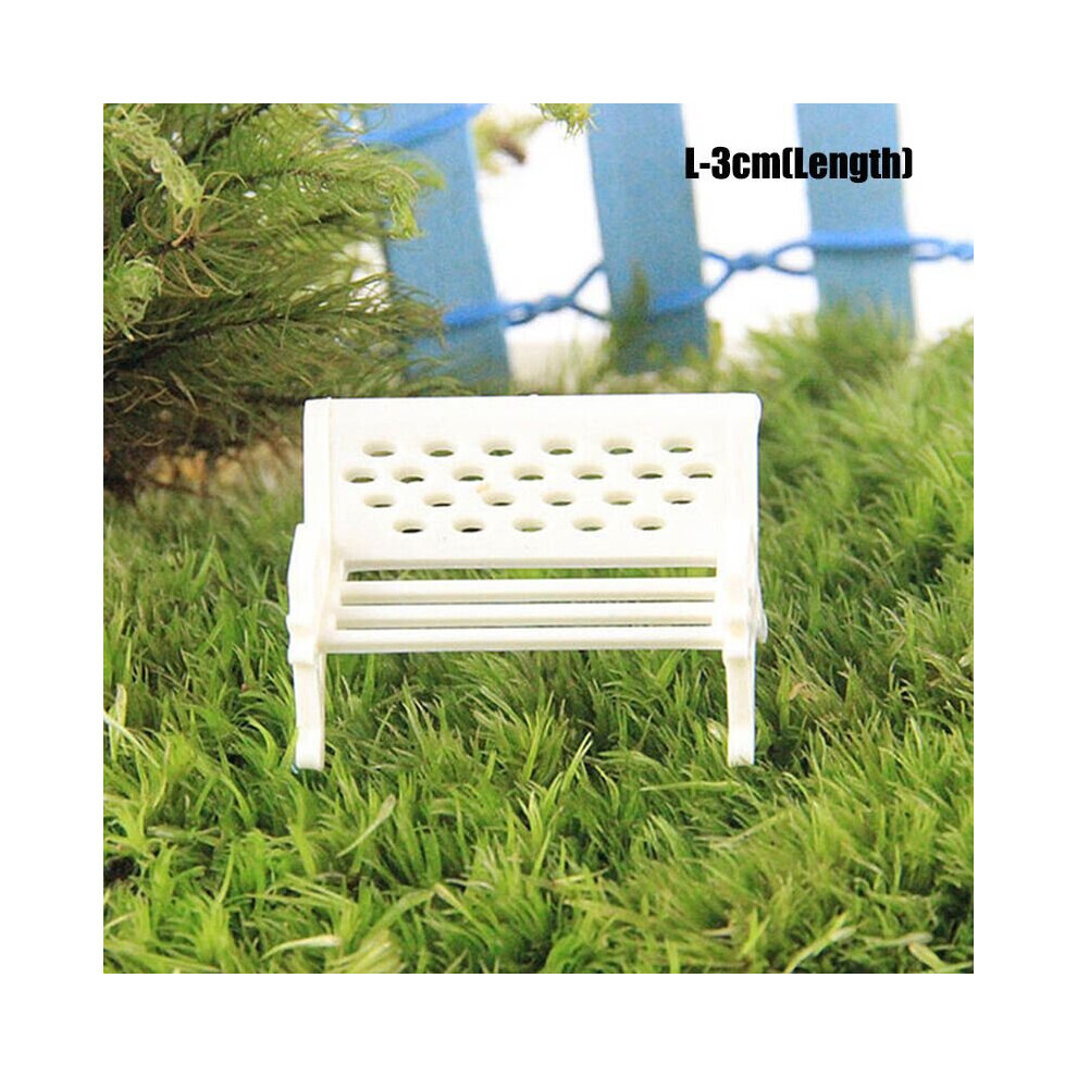 (Chaise blanche (3 cm)) Mini banc chaise Table bricolage ornement jardin Micro paysage
