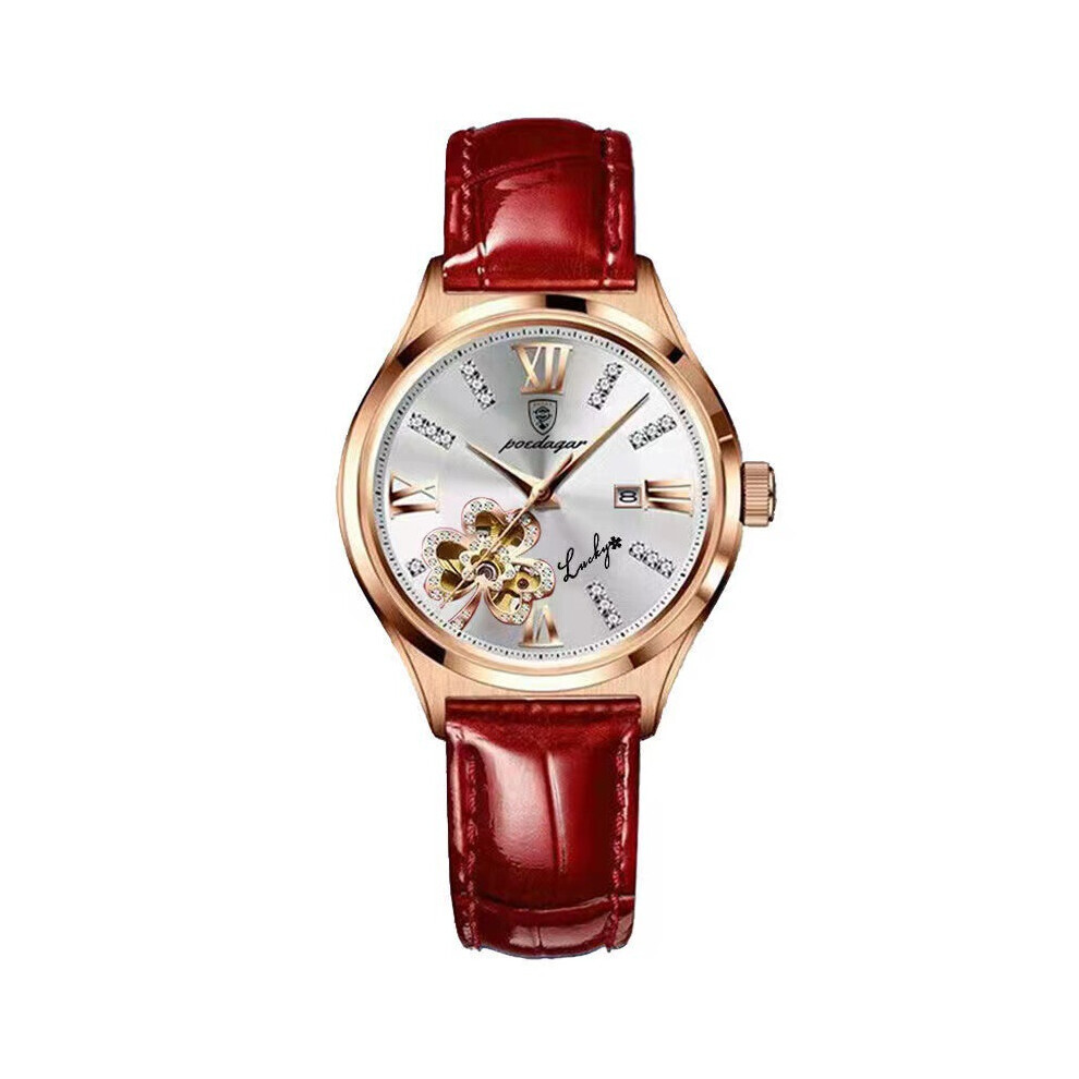 (Blanc) mode femmes montre étudiant Multi fonctionnel en acier montre automatique décoration