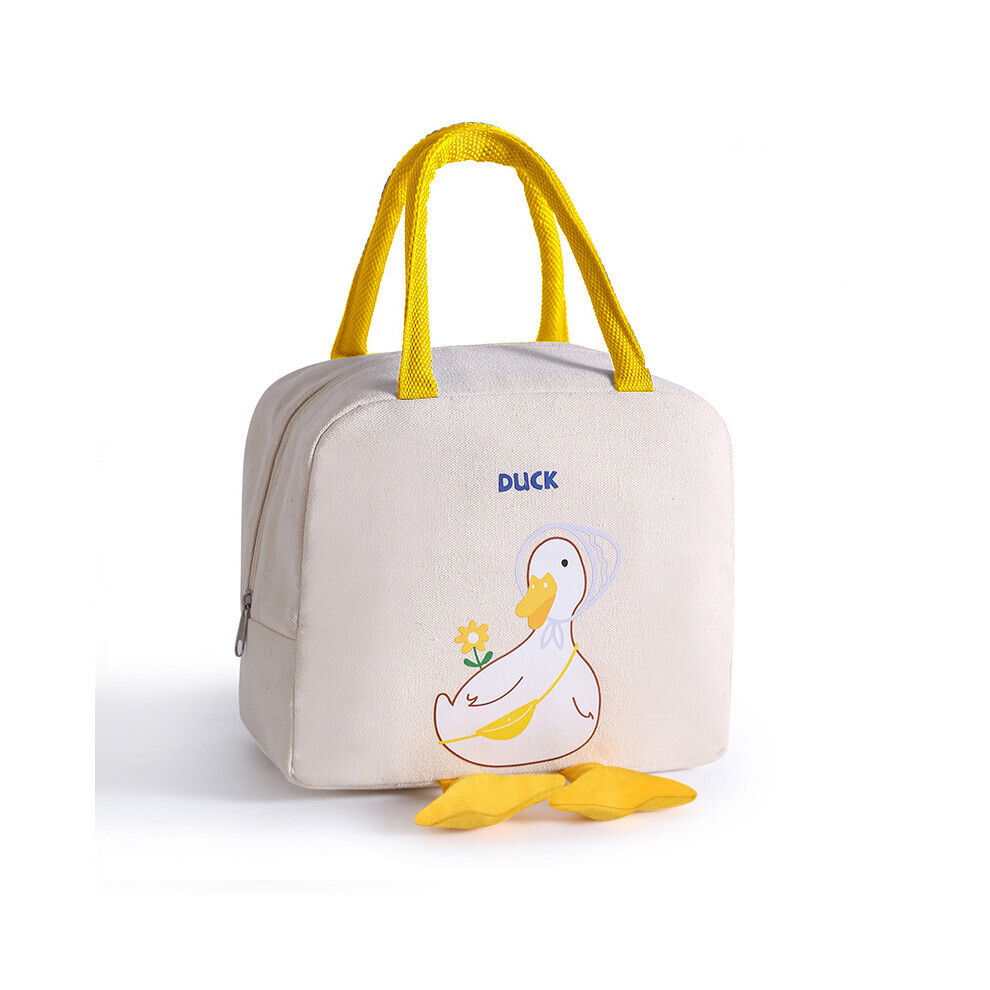 (Blanc) sac en toile sac à déjeuner thème Animal de dessin animé sac de repas résistant à l'usure thermique