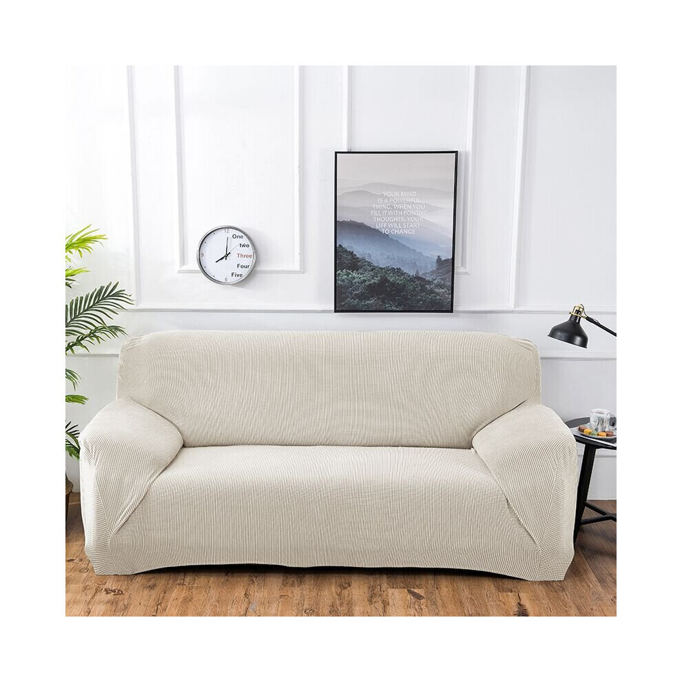 (Blanc, 3 places) Housse de canapé extensible pour chaise de maison, couleur unie, toutes saisons, housses