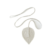 (Blanc) boucle de rideau tressé à franges, cravate de rideau en feuille faite à la main, corde à cravate