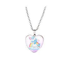 (XXXL3512) Collier avec pendentif en forme de cœur de dessin animé ludique pour enfants, doté d'une