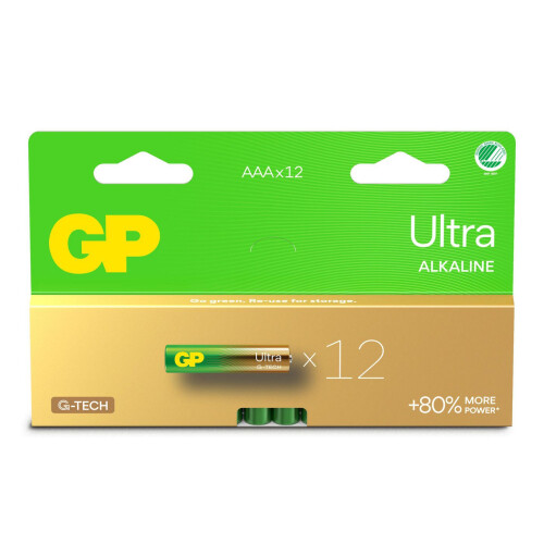 GP Ultra Alkaline AAA-Batterie, 24AU/LR03, 12er-Pack