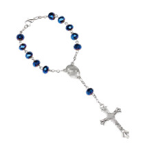 Pulsera de cuentas de vidrio azul de 8 mm hecha a mano con un diseño único de dibujos animados para unisex.