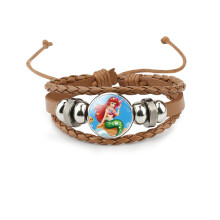 (34401309) Bracciale in pelle multistrato marrone per bambini con personaggi