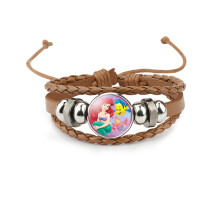 (34401307) Bracciale in pelle multistrato marrone per bambini con personaggi