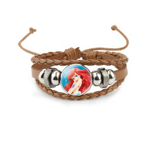 (34401303) Bracciale in pelle multistrato marrone per bambini con personaggi