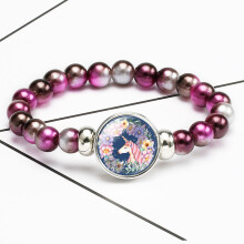 (04) Braccialetto di perline arcobaleno con unicorno incantevole per bambini, fatto a mano, con design a cartoni