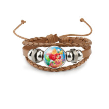 (34401308) Bracciale in pelle multistrato marrone per bambini con personaggi