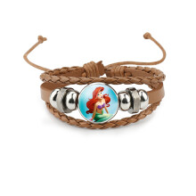(34401305) Bracciale in pelle multistrato marrone per bambini con personaggi