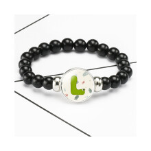 (12) Braccialetto personalizzato per bambini con perline di pietre preziose colorate dell'alfabeto e fascia elastica