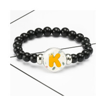 (11) Braccialetto personalizzato per bambini con perline di pietre preziose colorate dell'alfabeto e fascia elastica