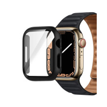 (Musta, 44 mm) TPU puskurin koko kansikotelo näytönsuoja Apple Watch -sarjalle 1/2/3/4/5/6/7