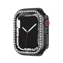 (Yksirivinen musta, 45 mm) Timanttikotelon suojakuori Apple iWatch Series 7 -suojapuskurille