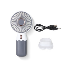 Mini ventilador portátil de dibujos animados (blanco), con carga USB, potente y refrescante.
