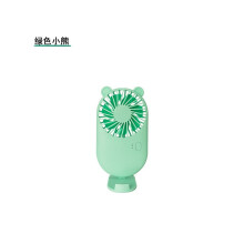 (Oso Verde) Mini ventilador USB de mano con soporte, diseño ajustable de 3 velocidades para viajes al aire libre