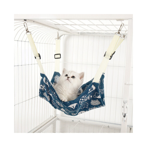 (M) Hamaca para gatos con suspensión ajustable, suave, cómoda y transpirable.